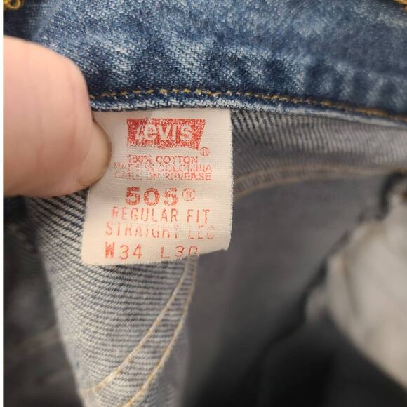 Levi's 505 Straight Leg Jeans Medium Blue Wash Vintage 34x26 - Picture 7 of 9